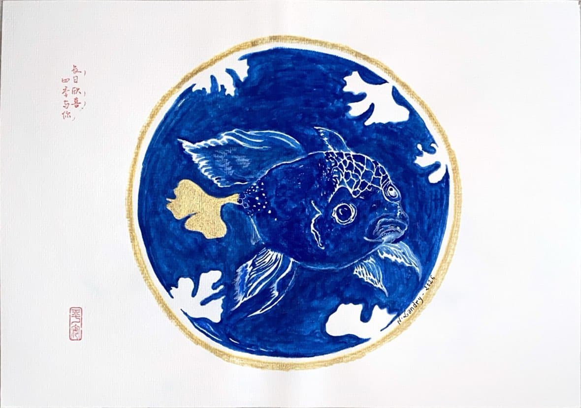 Blue Fish in a Golden Circle