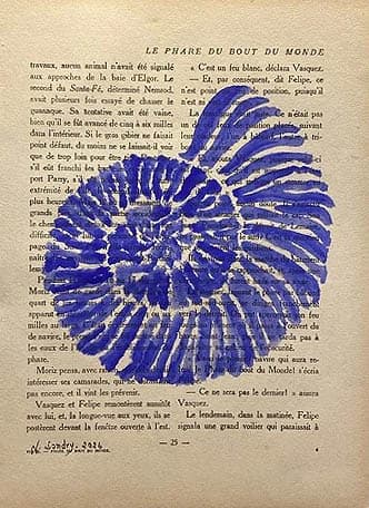 Blue Shell Spiral on Book Page