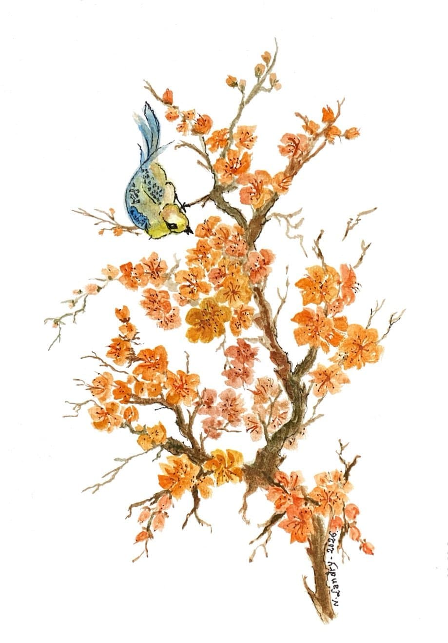 Bird among Orange Blossoms