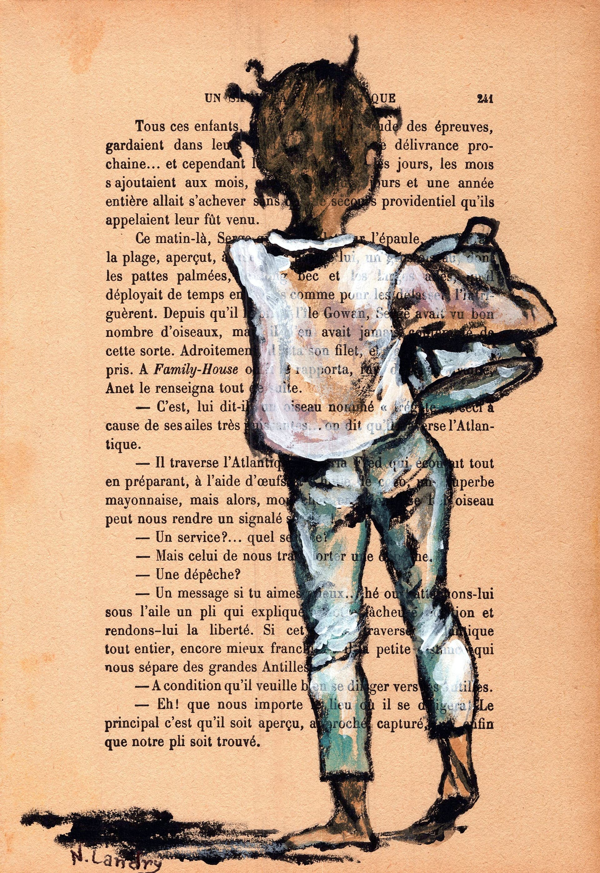 Boy in White Sailor Suit on Book Page