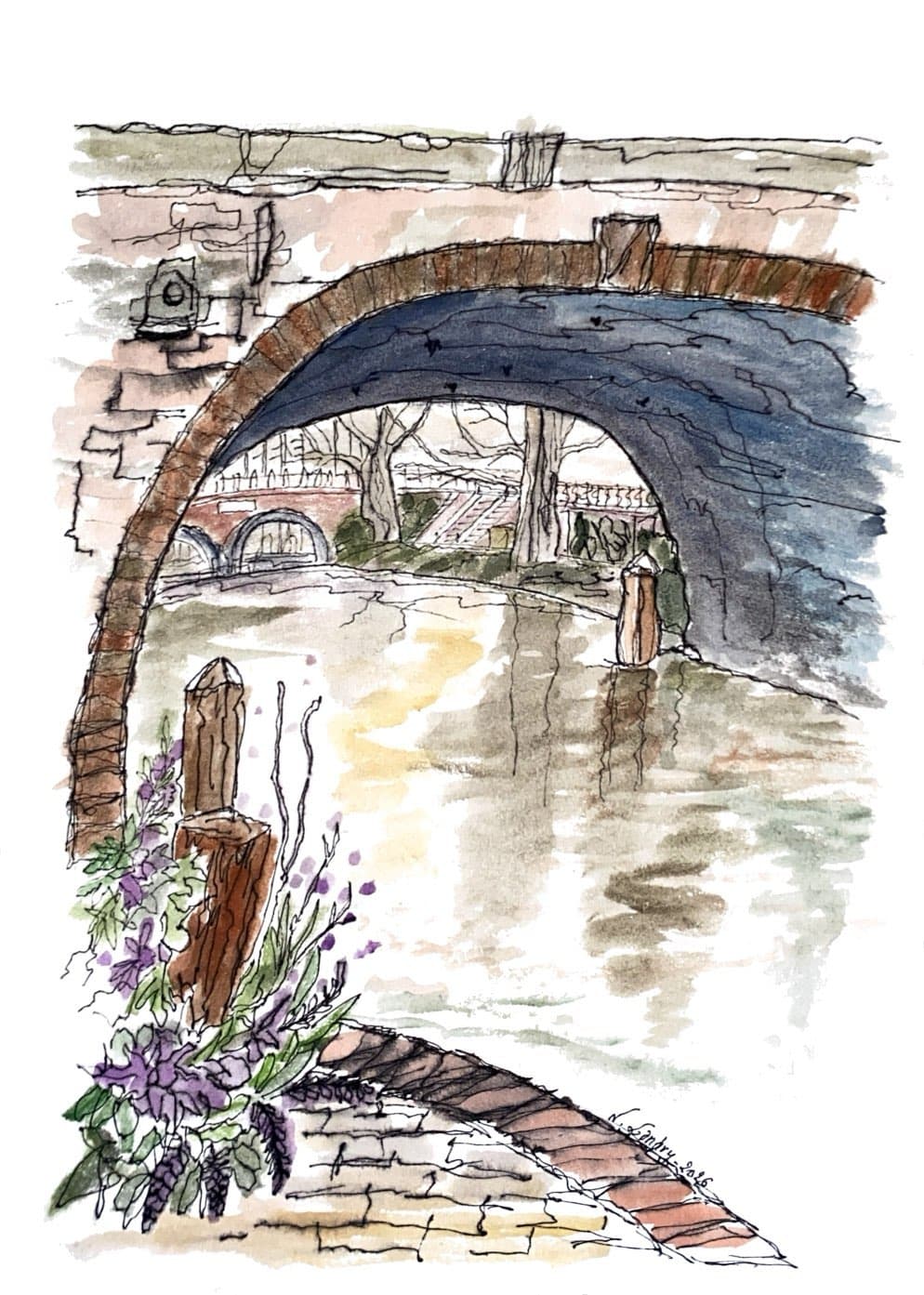 Canal beneath a Brick Arch