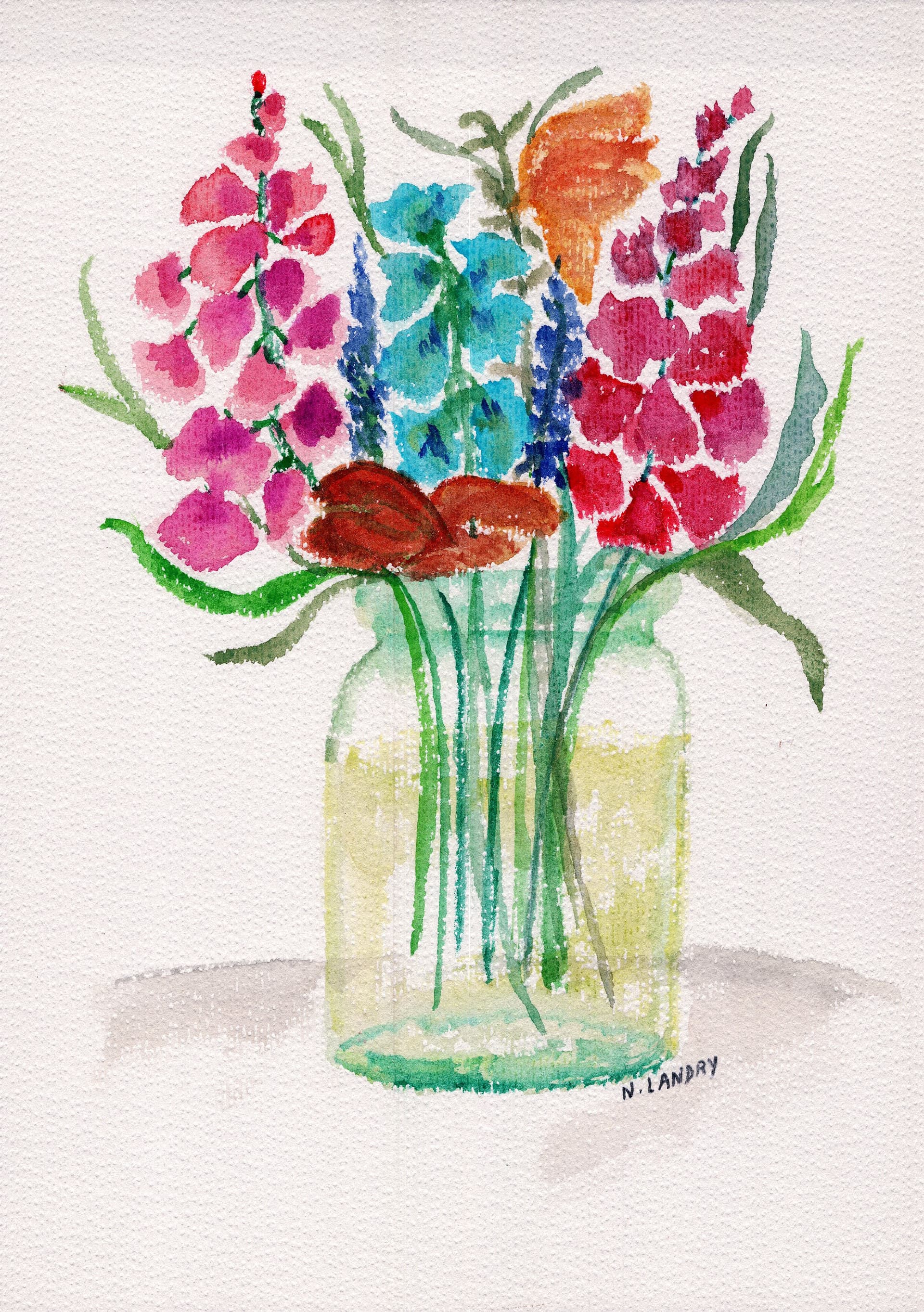 Flower Bouquet in Pink and Blue