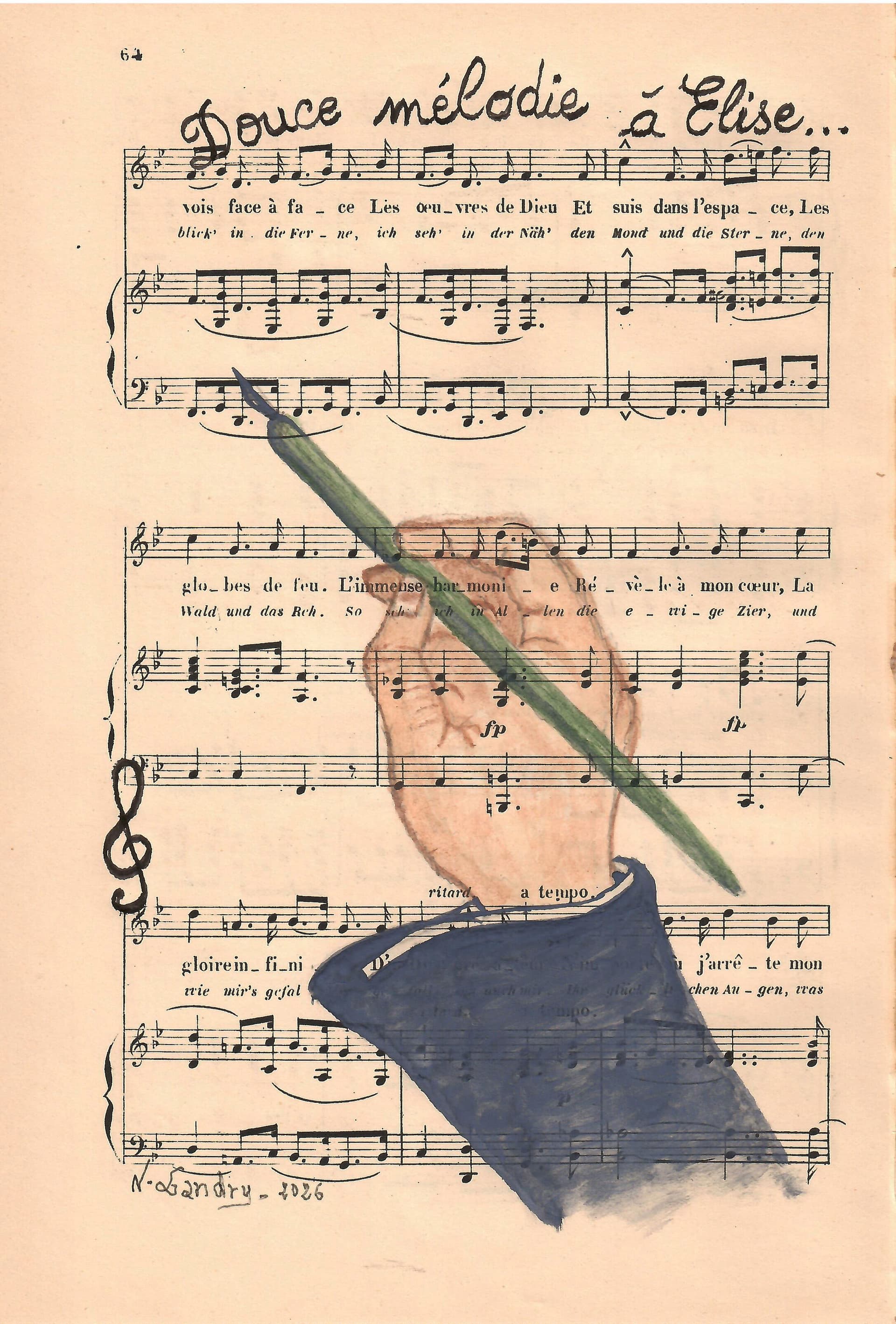 Flute Player on Sheet Music