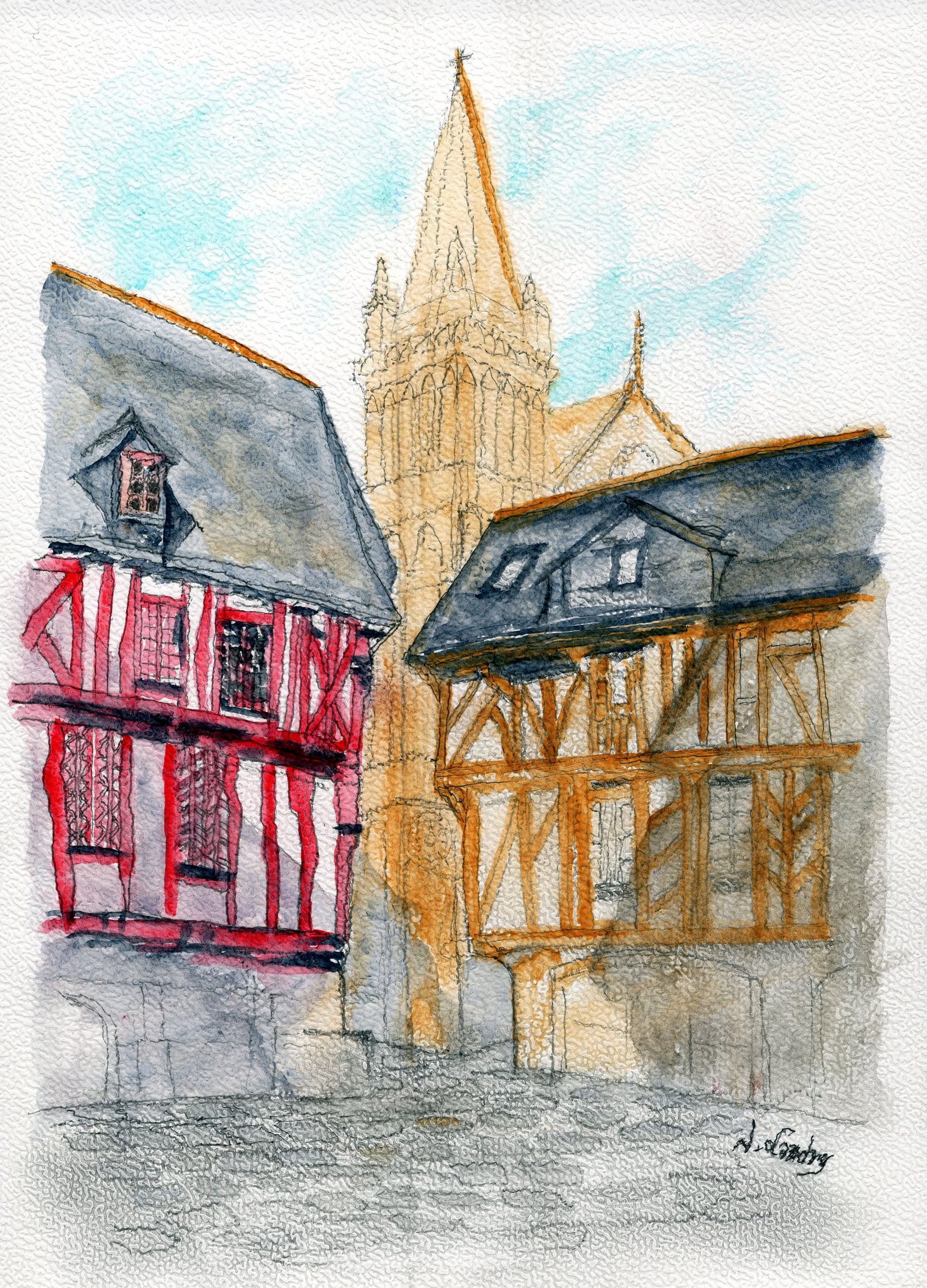 Maisons à Colombages Françaises avec Cathédrale