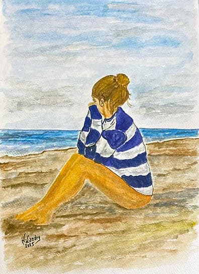 Girl Sitting at Beach