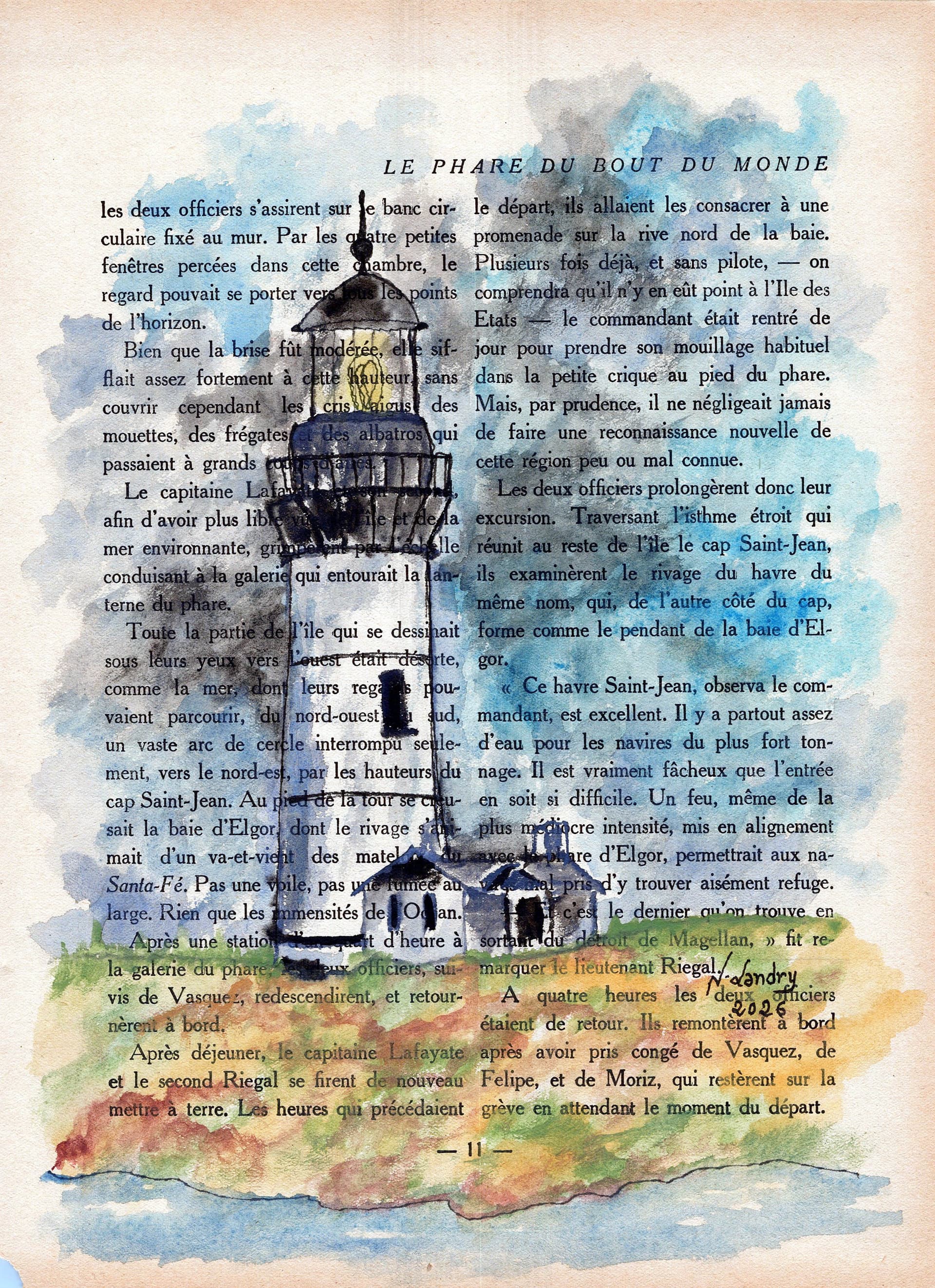 Grey Lighthouse on Book Page