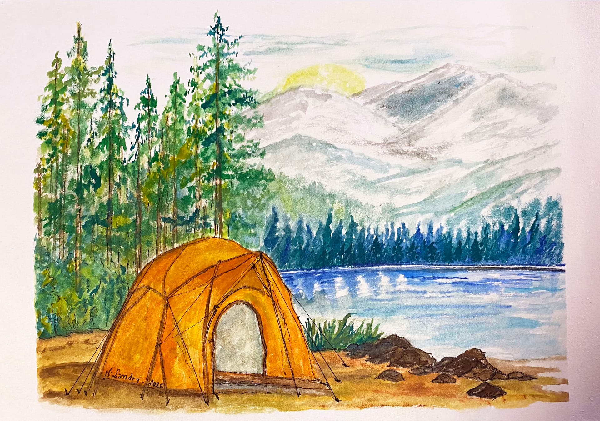 Lakeside Camp at Sunrise