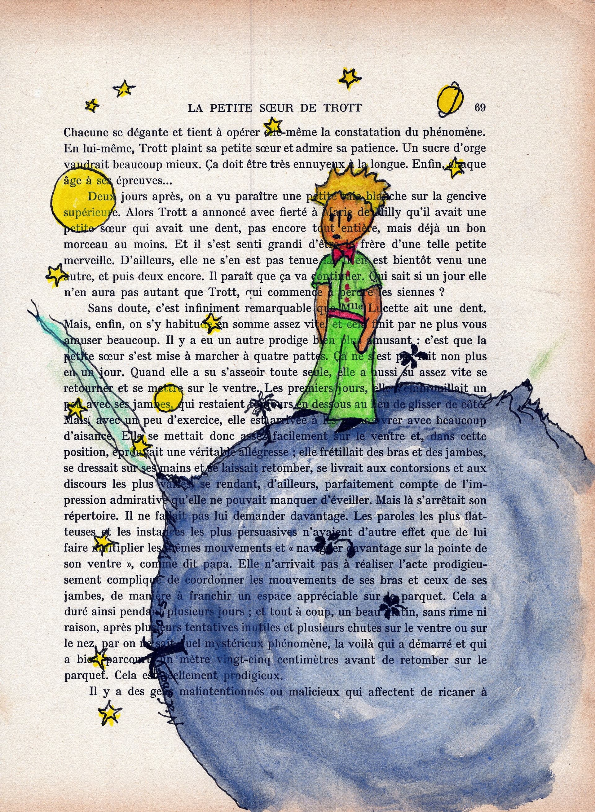The Little Prince Among Stars on Book Page