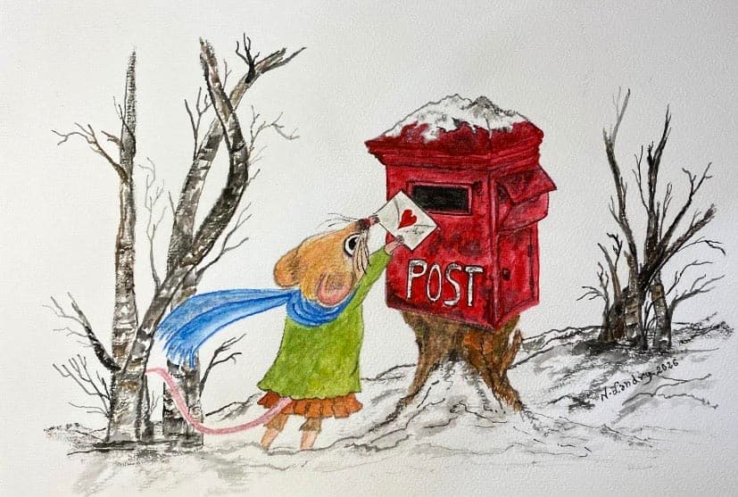 Mouse Posting a Love Letter