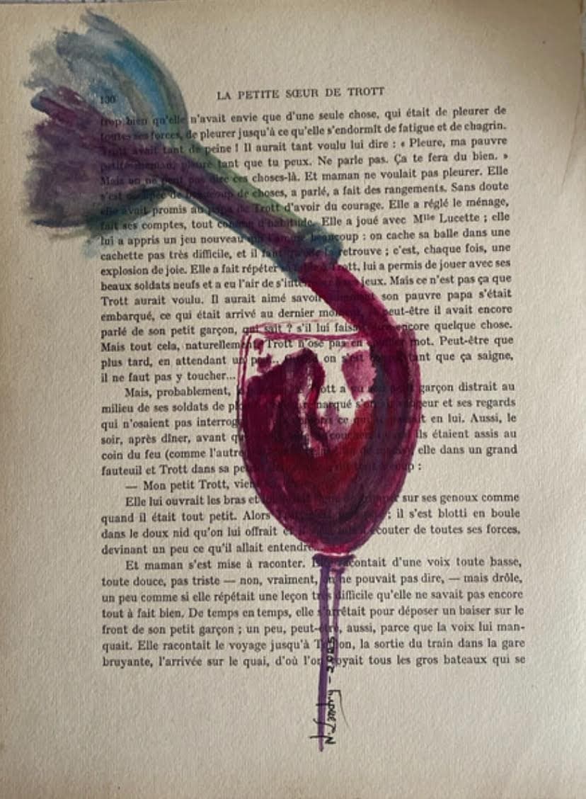 Wine Bottle Filling Glass on Book Page