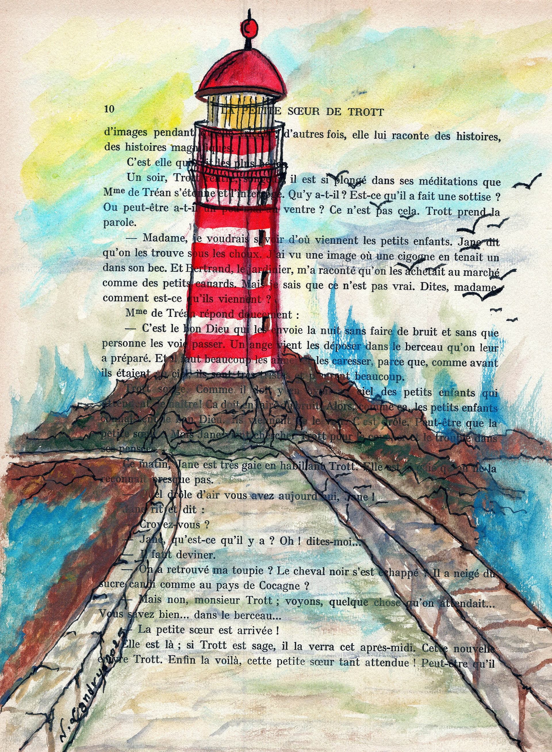 Red Lighthouse on Book Page