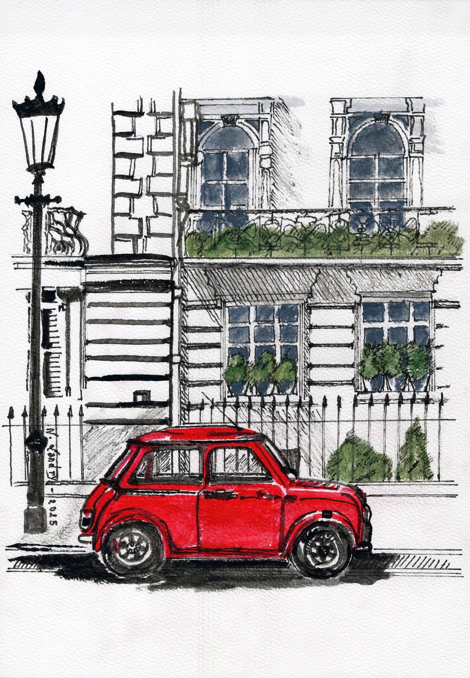 Red Mini Cooper on London Street