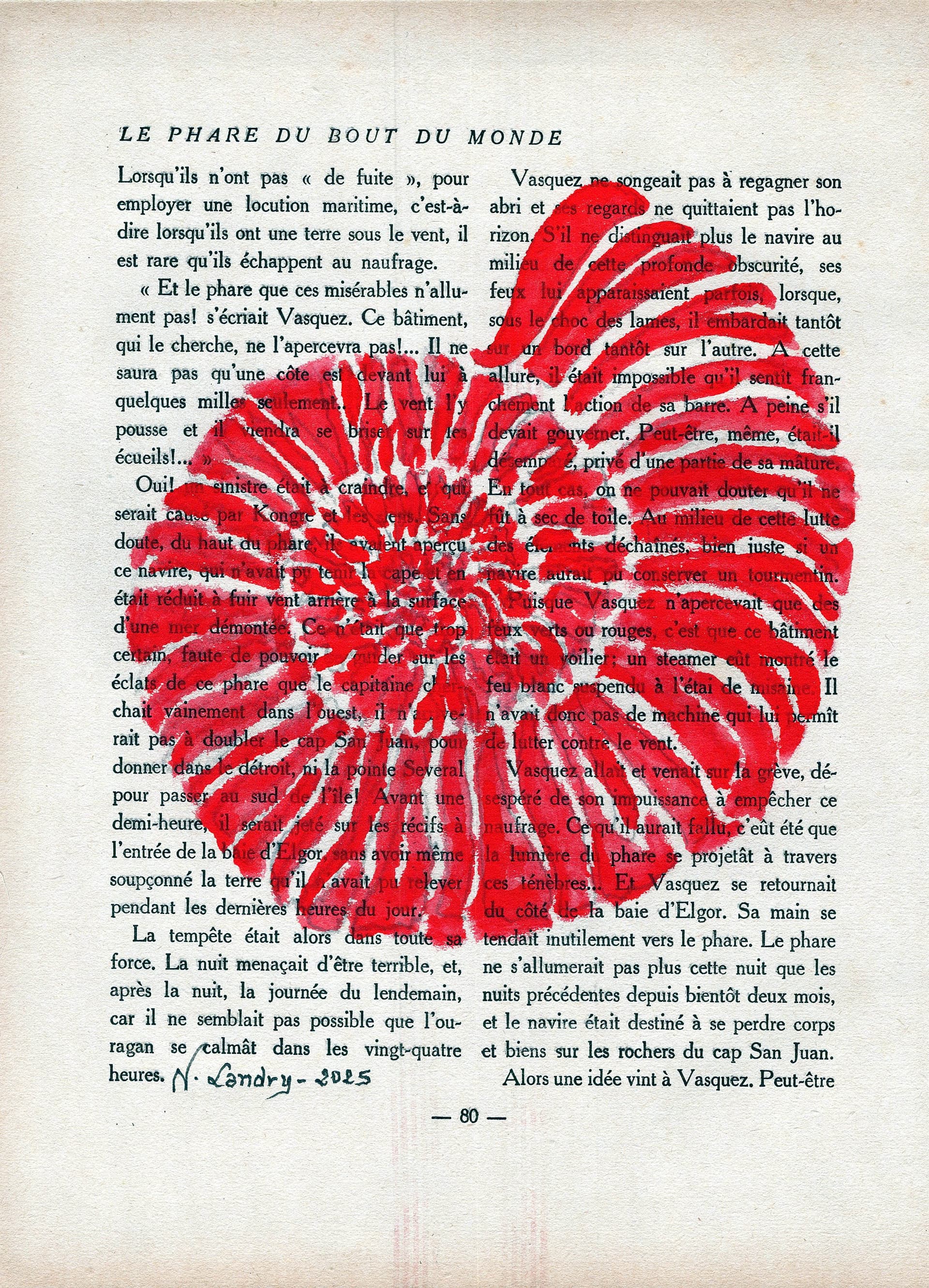 Red Shell Spiral on Book Page
