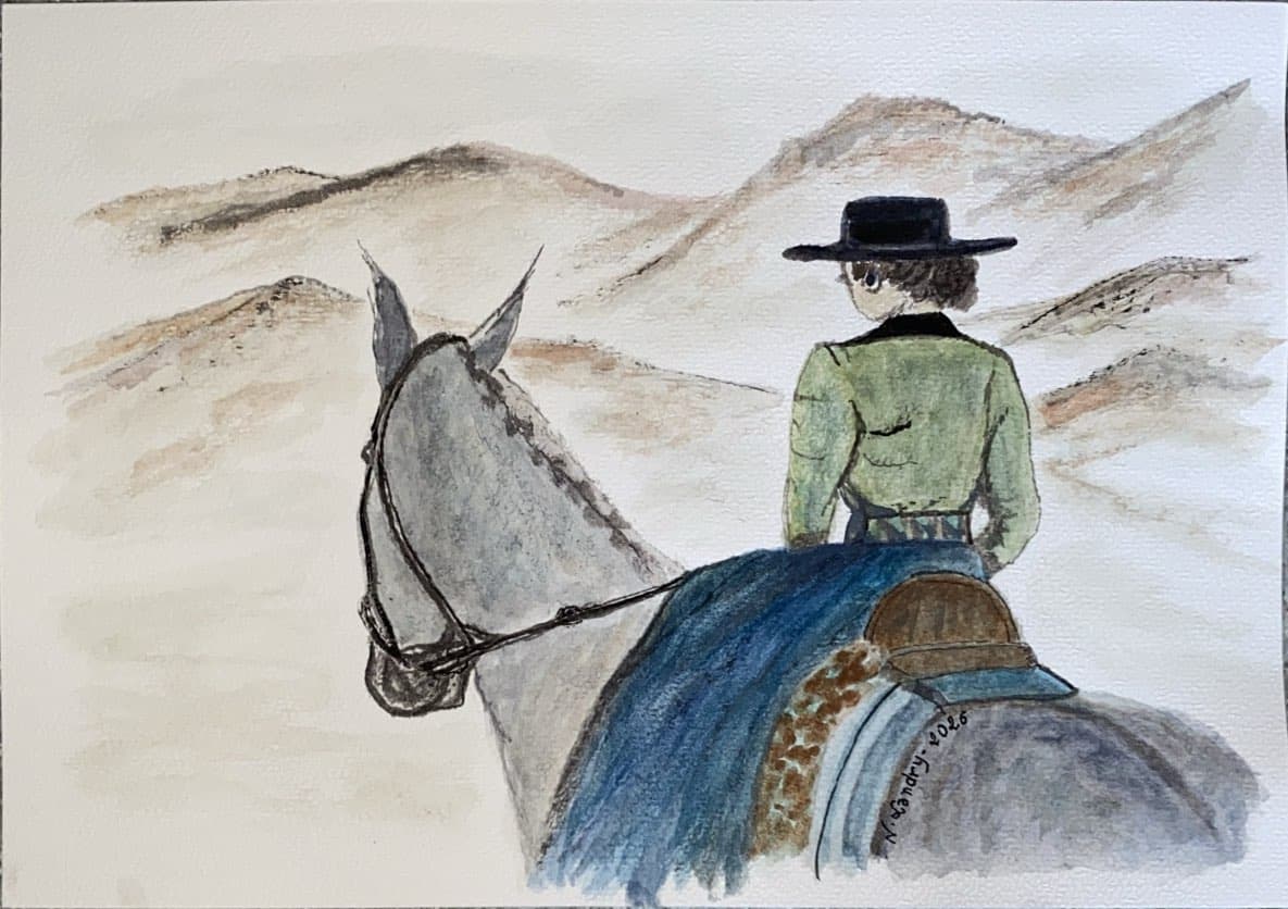 Rider Facing the Hills