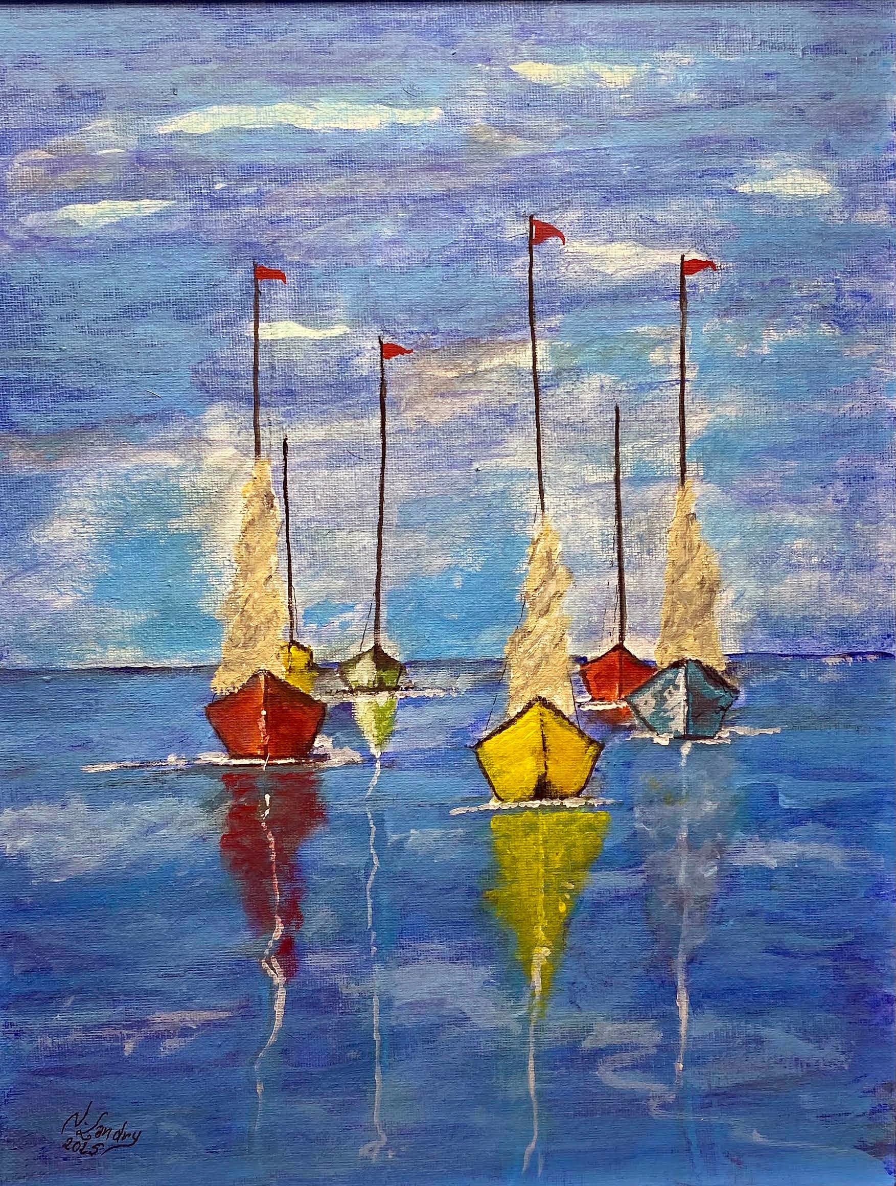 Voiliers dans le Port au Coucher du Soleil