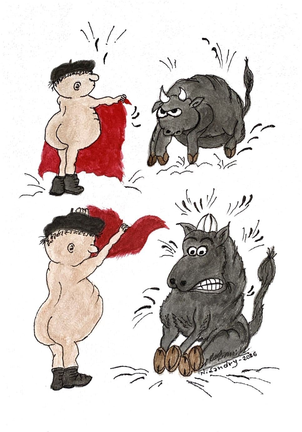 Bull and Red Cape
