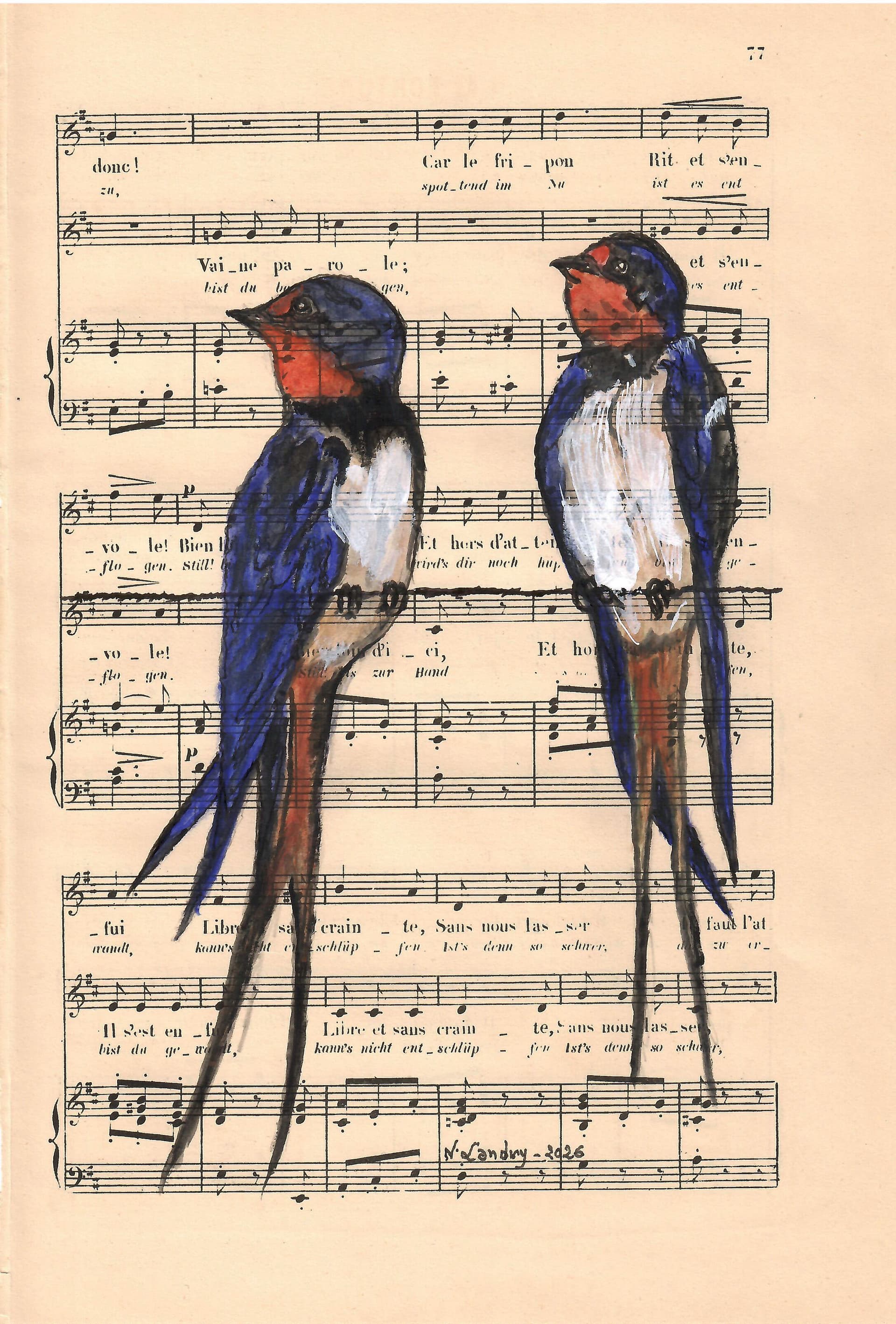 Swallows on Sheet Music