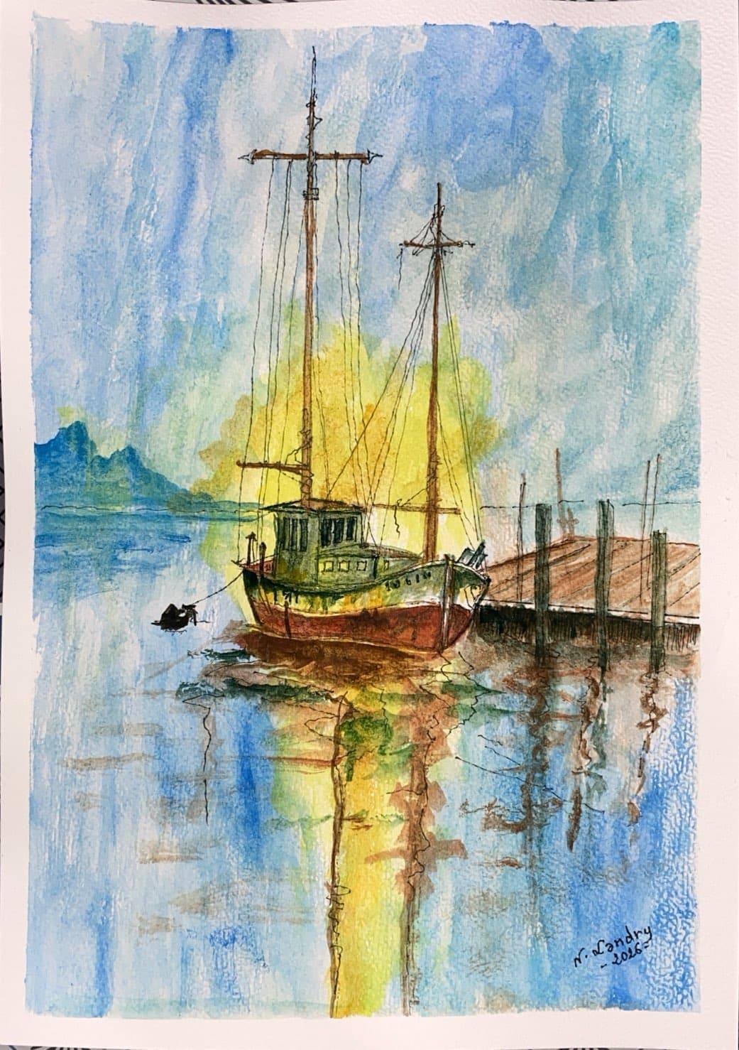 Boat in Golden Reflections