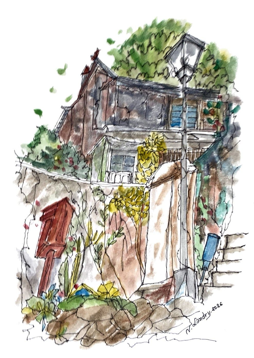 Village House and Street Lantern