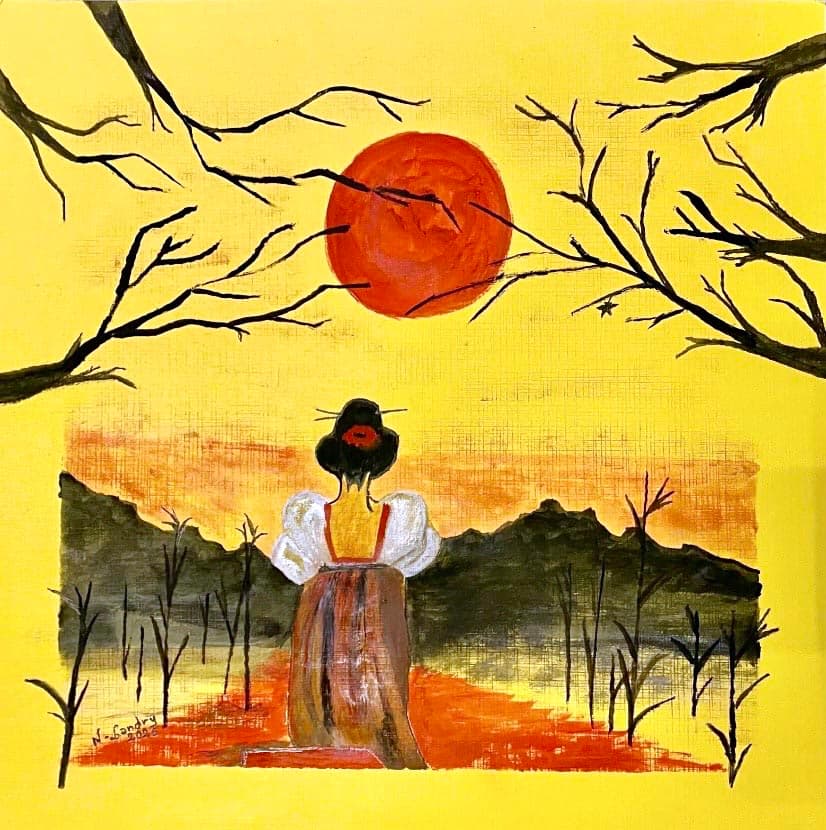Woman beneath the Red Sun