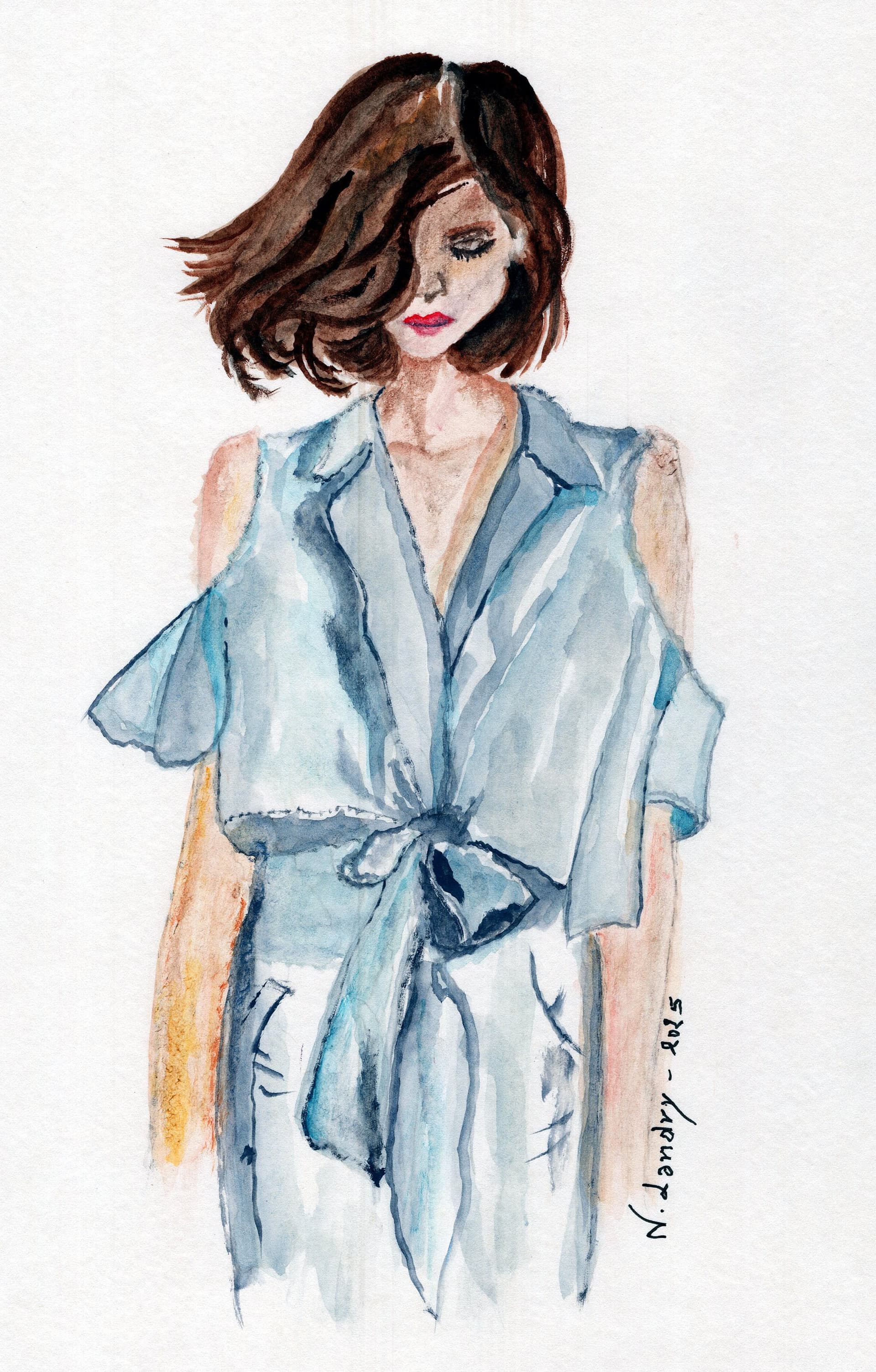 Woman in Blue Tied Shirt