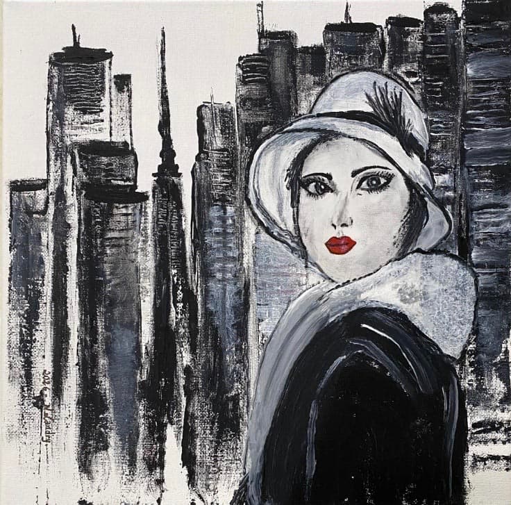 Woman against the Monochrome City