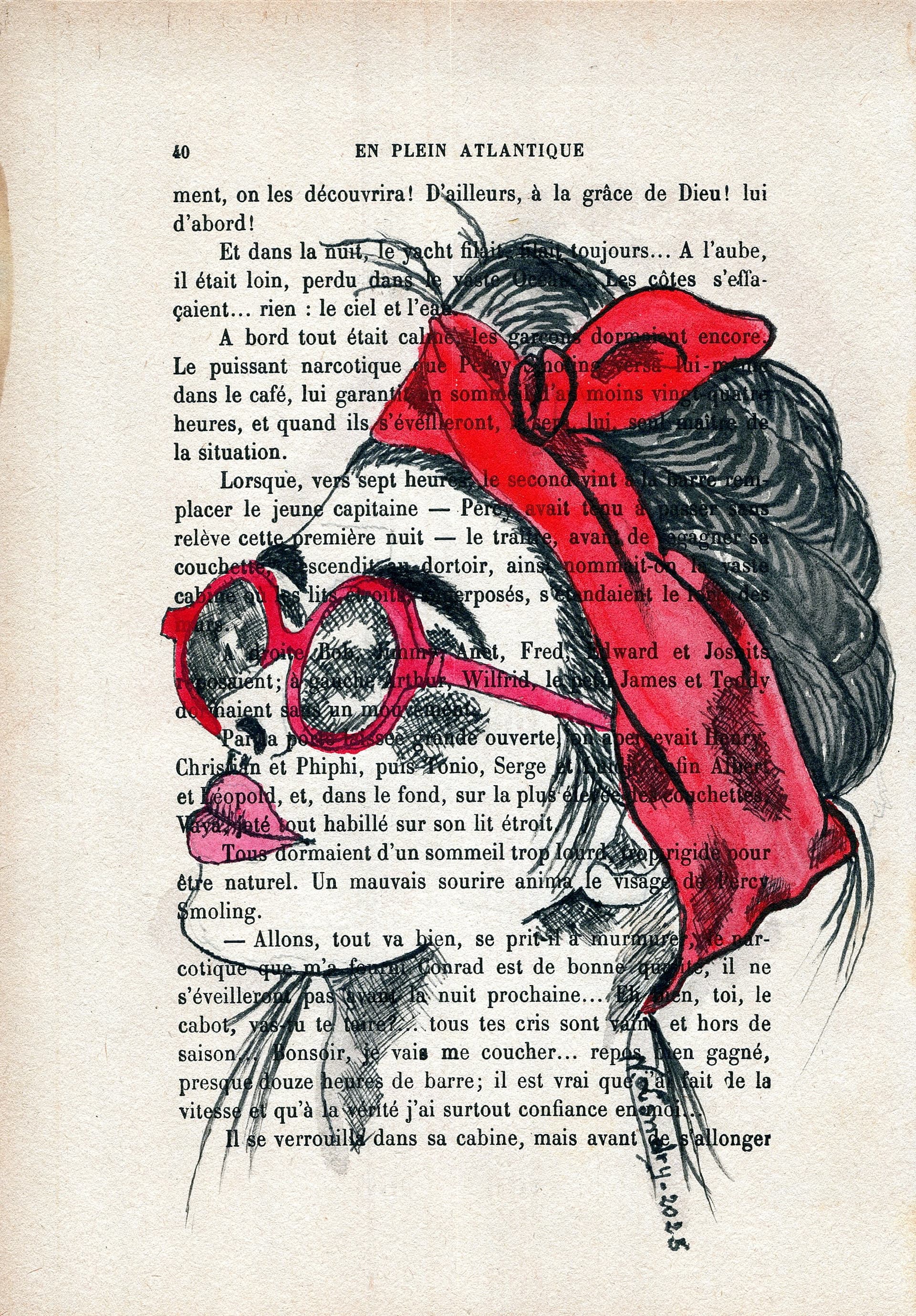 Woman with Red Scarf and Book